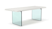 Brooks - Dining Table - Glass Base - 40" x 92" - White Wash Top - Clear Glass Base