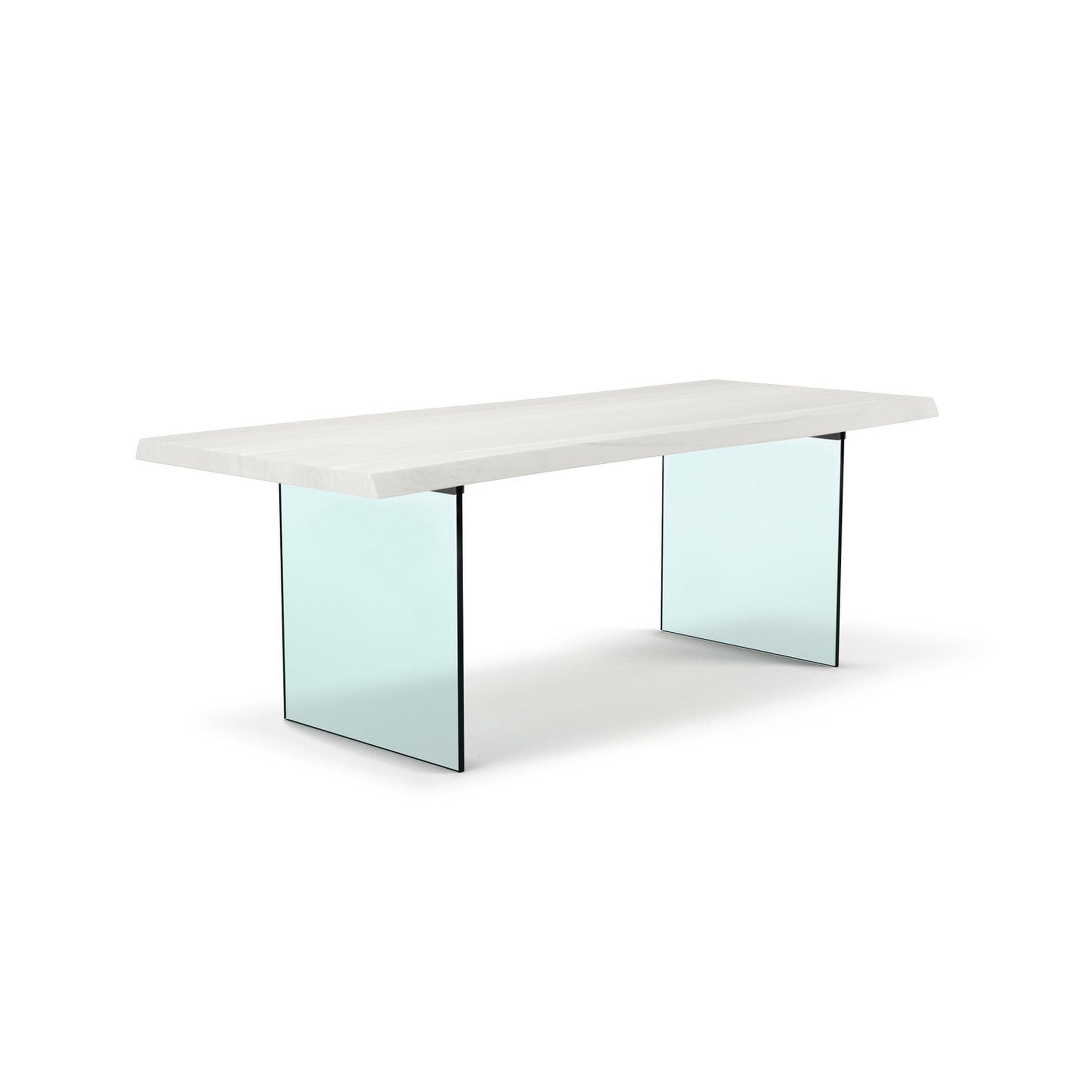 Brooks - Dining Table - Glass Base - 40" x 92" - White Wash Top - Clear Glass Base