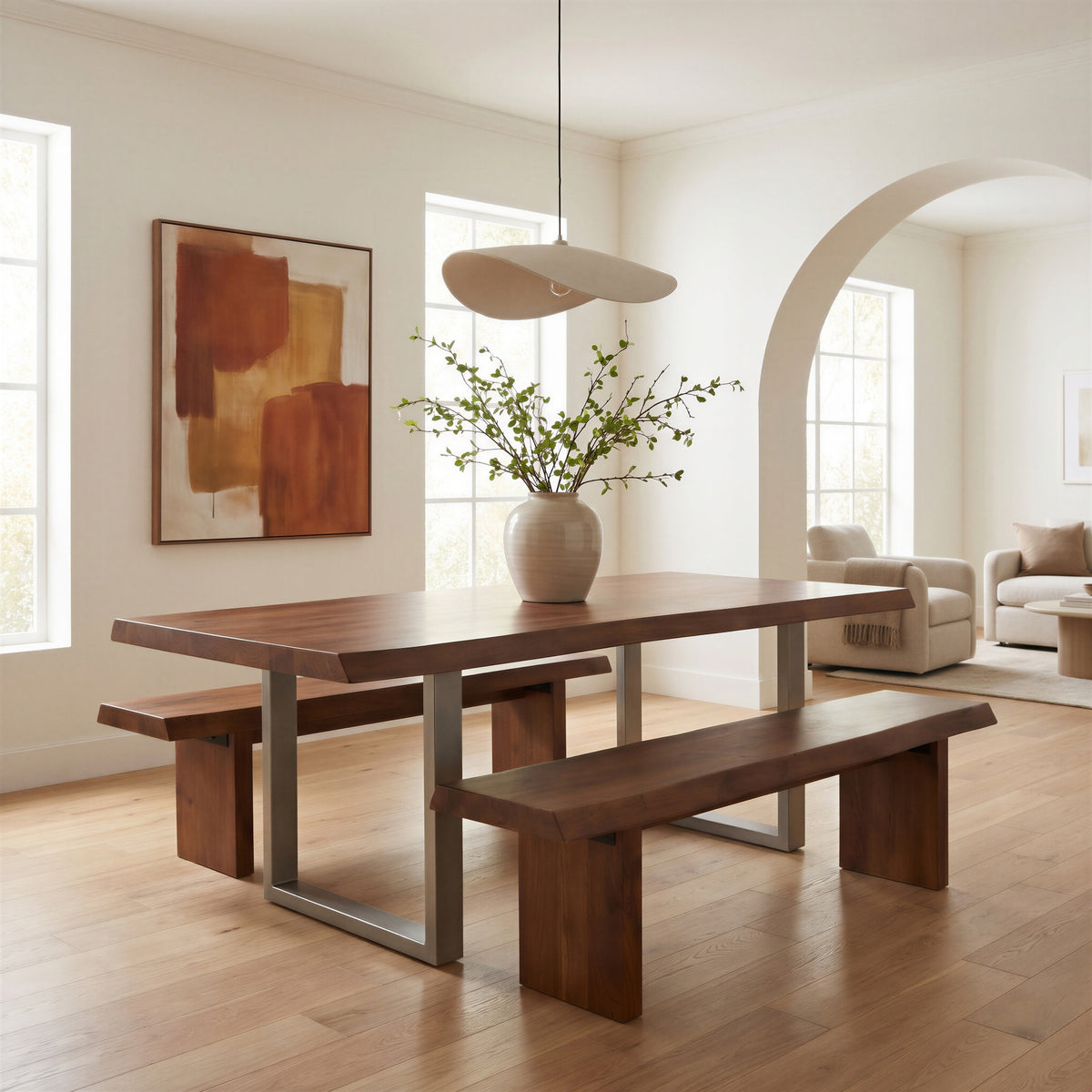 Brooks Dining Table U Base 40" x 79" Americano Top - Pewter Base by Urbia - detail 5