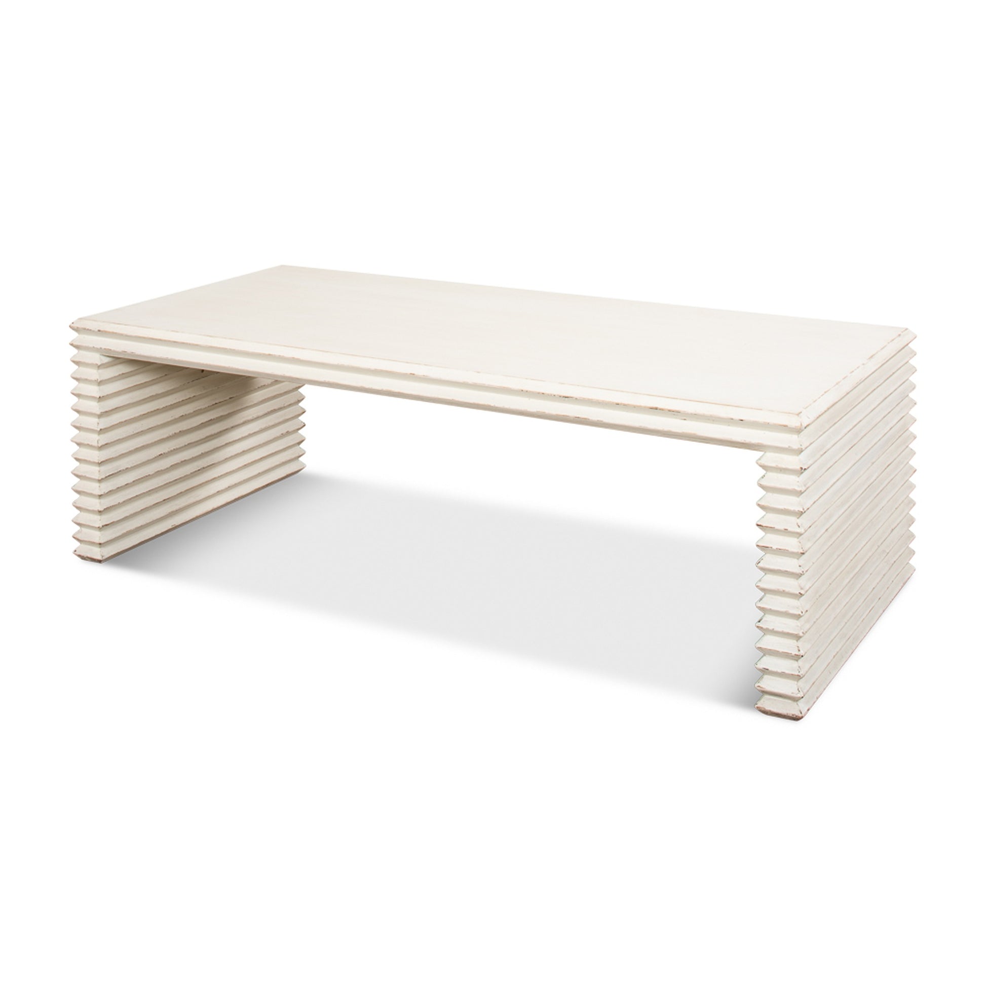 Stacked Cocktail Table, Antique White by Sarreid Ltd