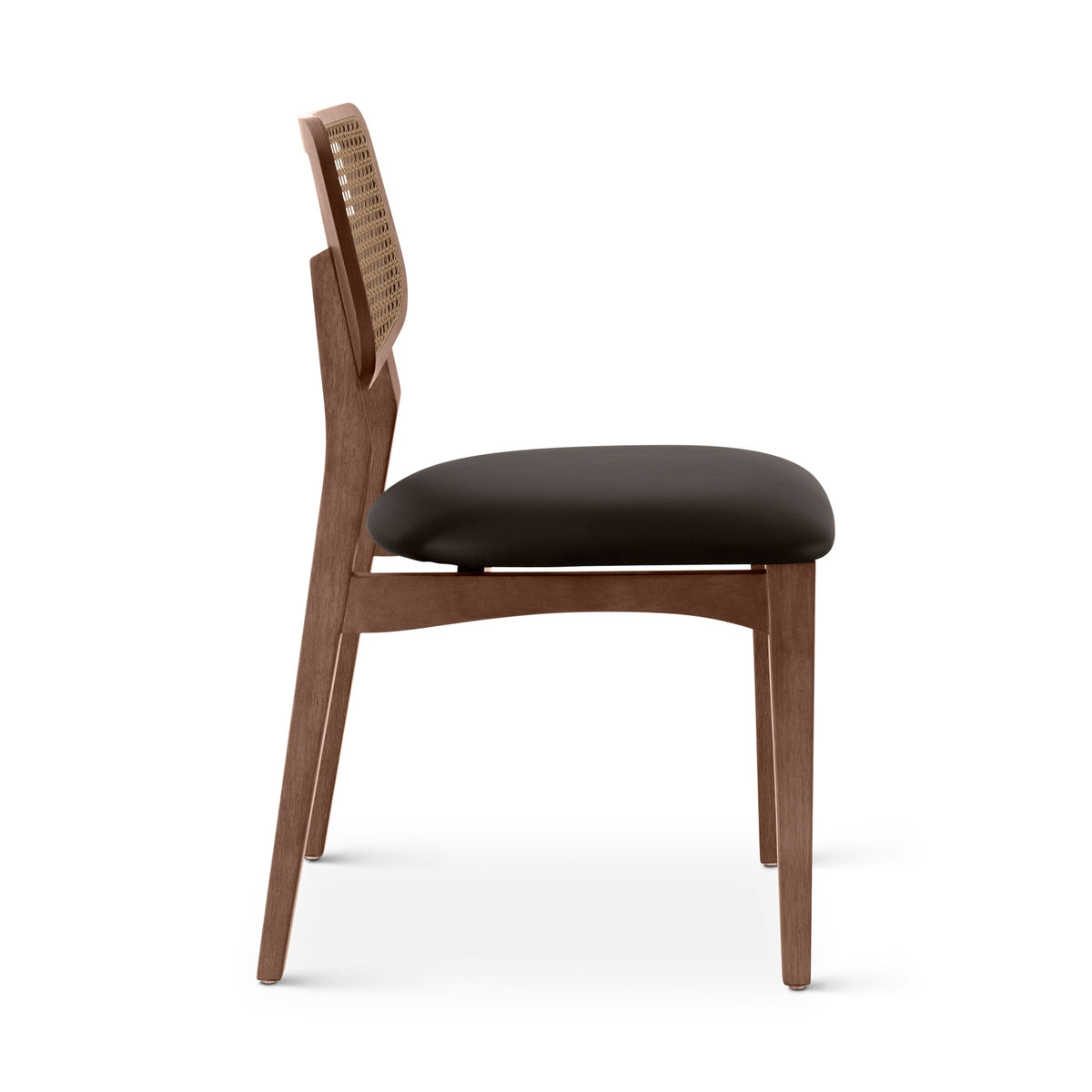 Beth Cane Dining Chair Nogal, Shimmy Black Vinyl, Nogal Cane by Urbia - detail 3