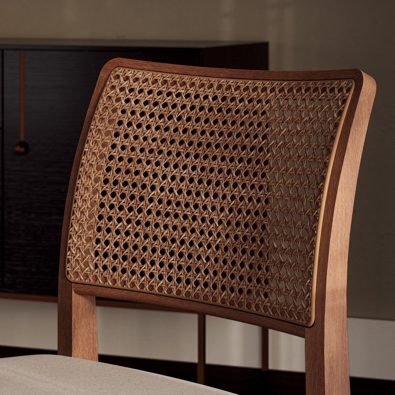 Modern Brazilian - Larissa Side Chair - Harvest Natural Upholstery - Nogal Frame