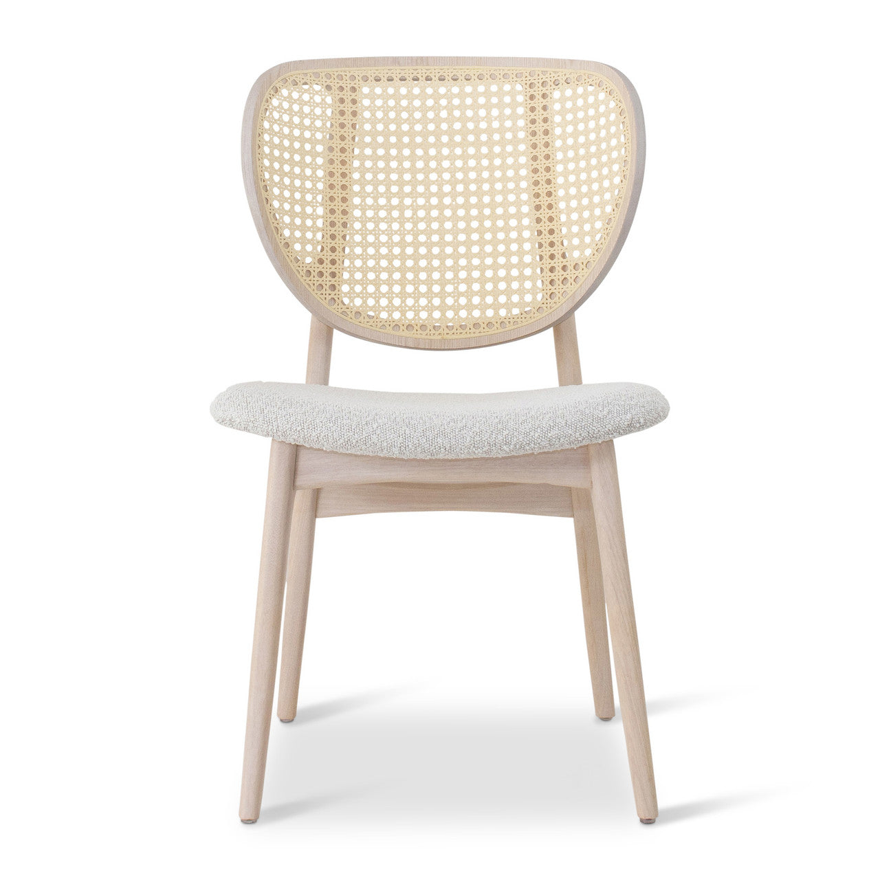 Modern Brazilian - Joelma - Cane Side Chair - Bouclé Crafted Glaze Seat - Nevoa Frame - Natural Cane Webbing