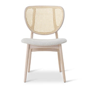 Modern Brazilian - Joelma - Cane Side Chair - Bouclé Crafted Glaze Seat - Nevoa Frame - Natural Cane Webbing