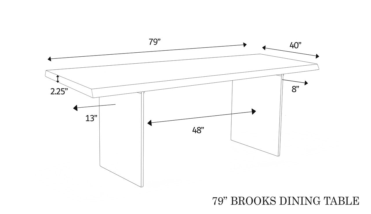 Brooks - Dining Table - Glass Base - 40" x 79" - White Wash Top - Clear Glass Base
