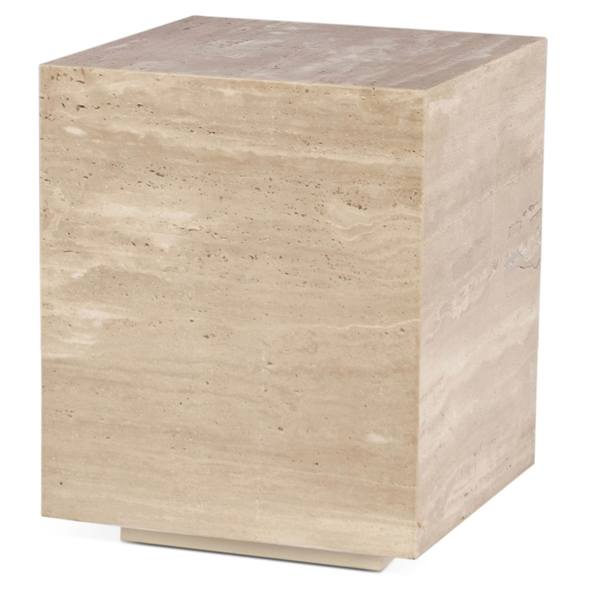 Nile 18" Drum Side Table in Travertine Stone