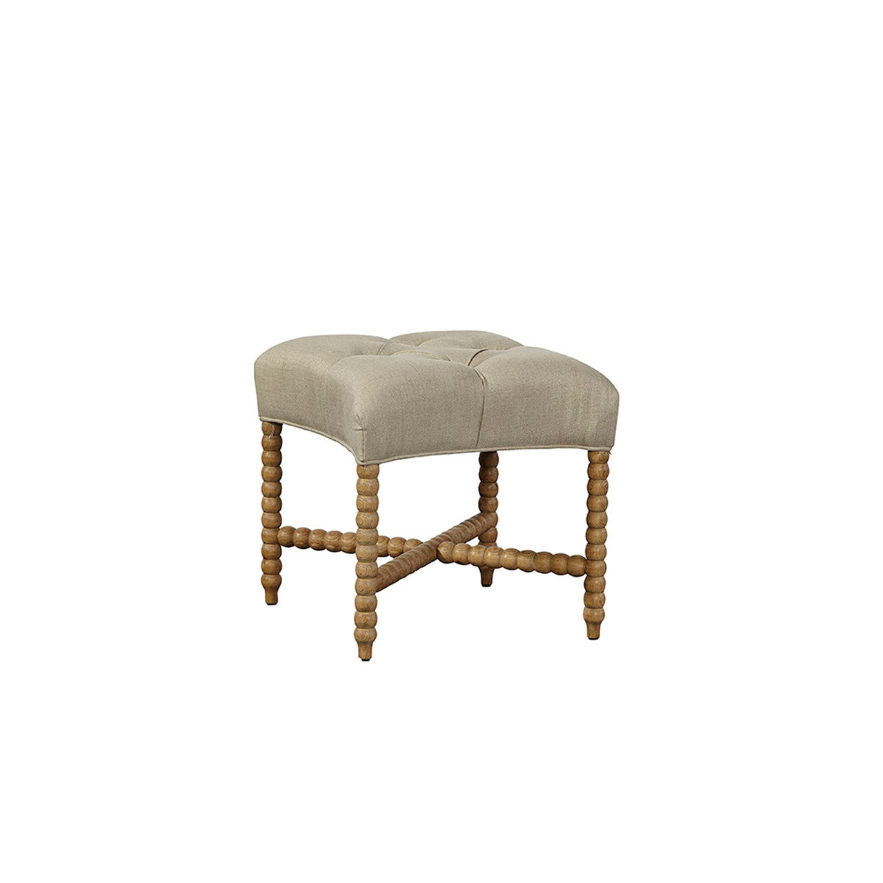 Tufted Linen Stool - 19'