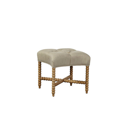 Tufted Linen Stool - 19'