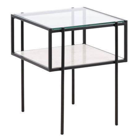 Travis Glass and Marble Side Table