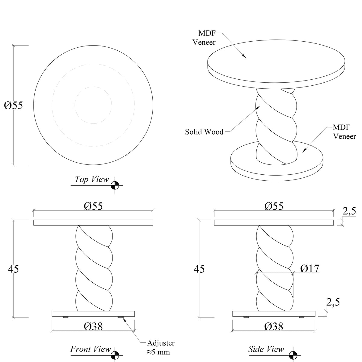 Olo Round End Table Pearl by Urbia - detail 6