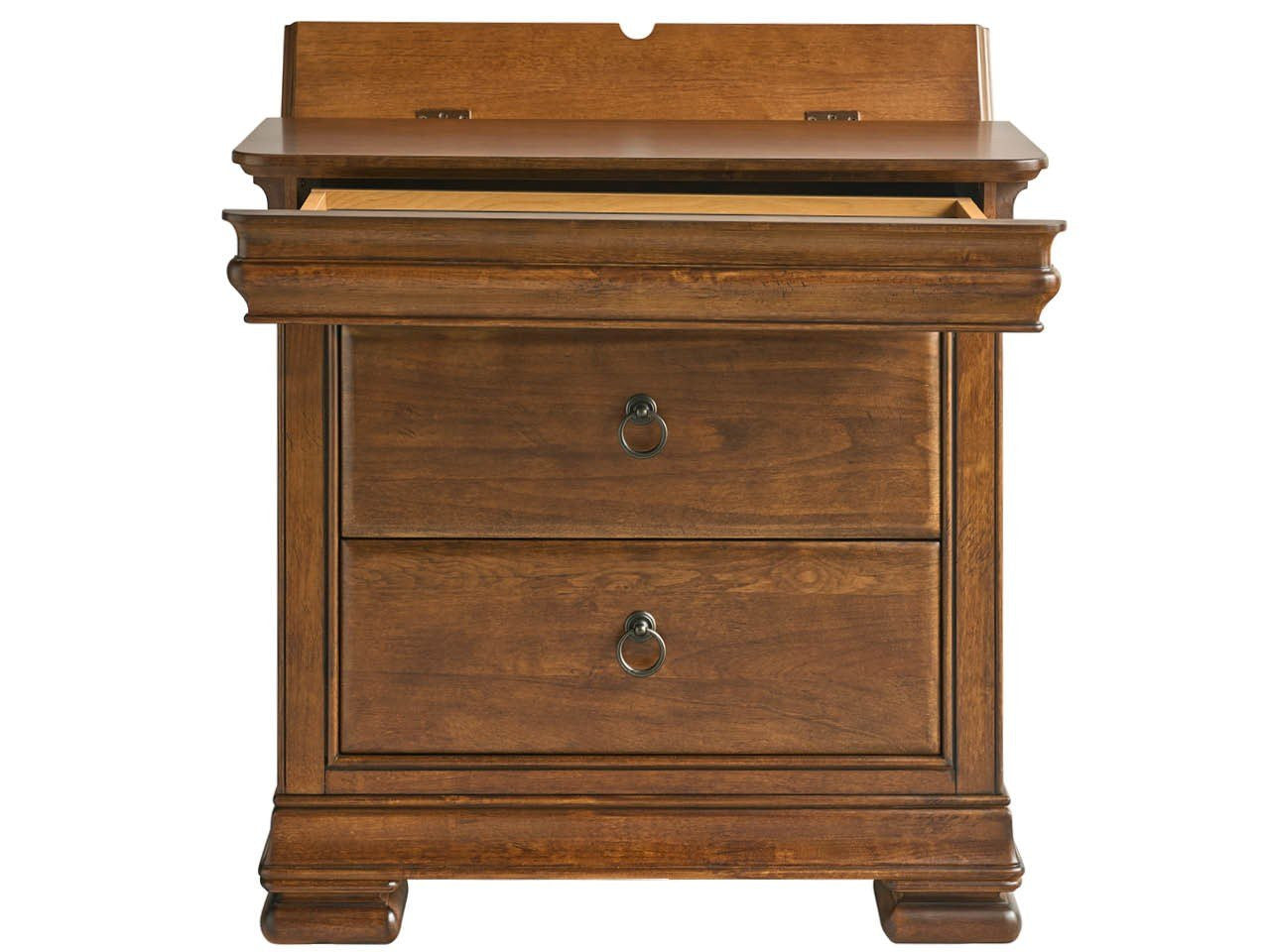 Louis Philippe Solid Wood 2 Drawer Nightstand