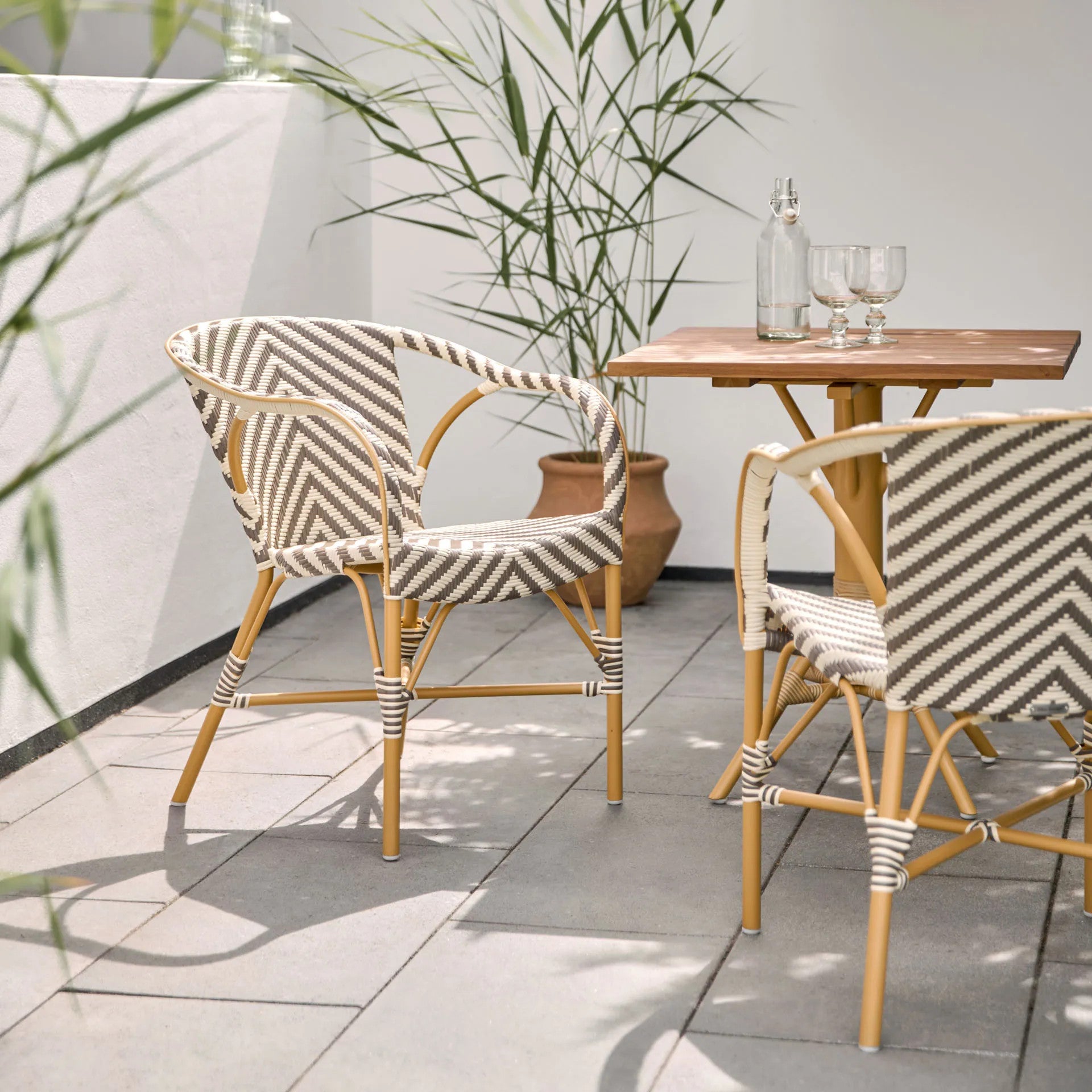 Madeleine Outdoor Bistro Arm Chair - Chevron by Sika Design - view 2