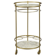 Yancy Marble and Antique Brass Bar Cart
