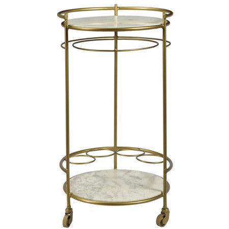 Yancy Marble and Antique Brass Bar Cart