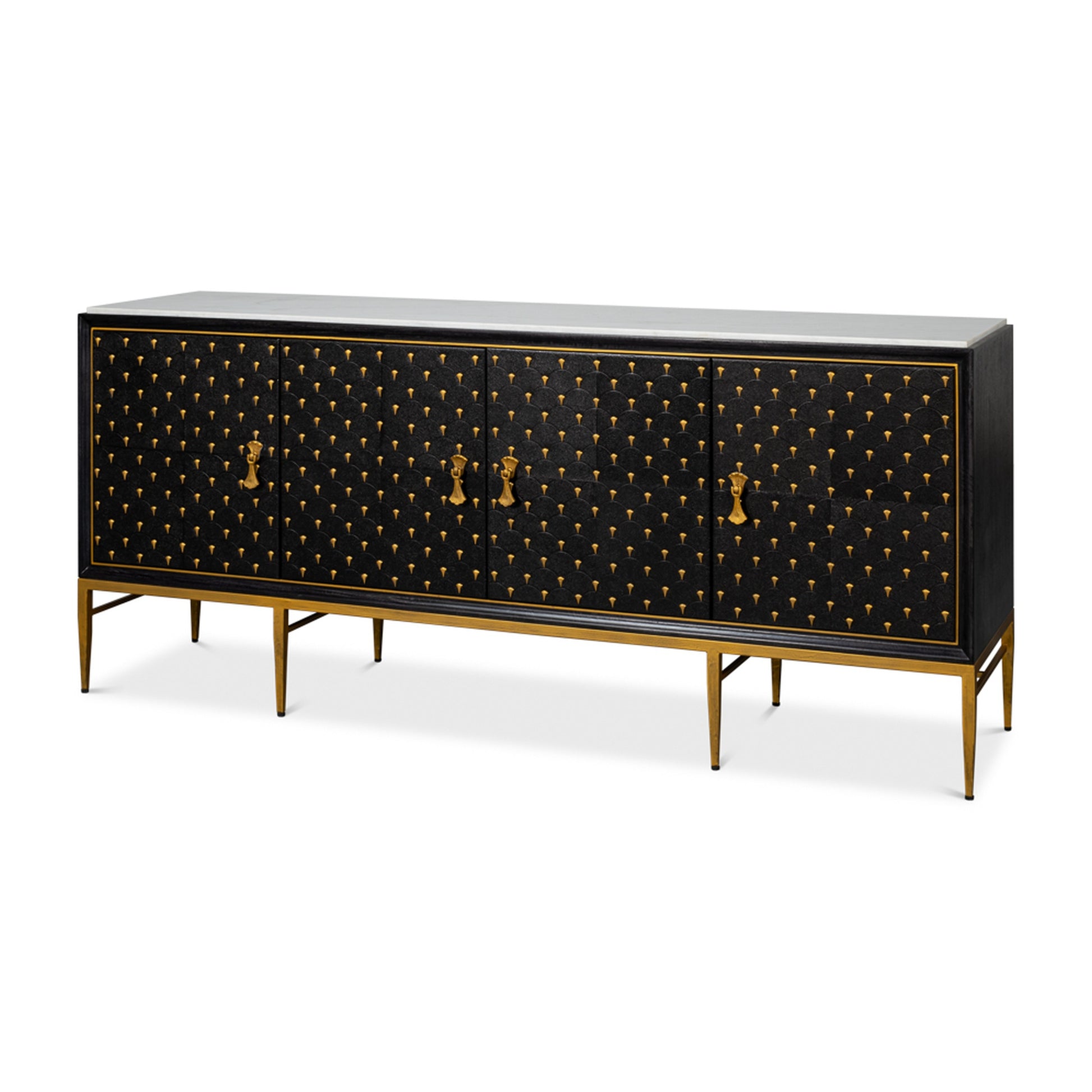 Palisade Shagreen Credenza, Black by Sarreid Ltd