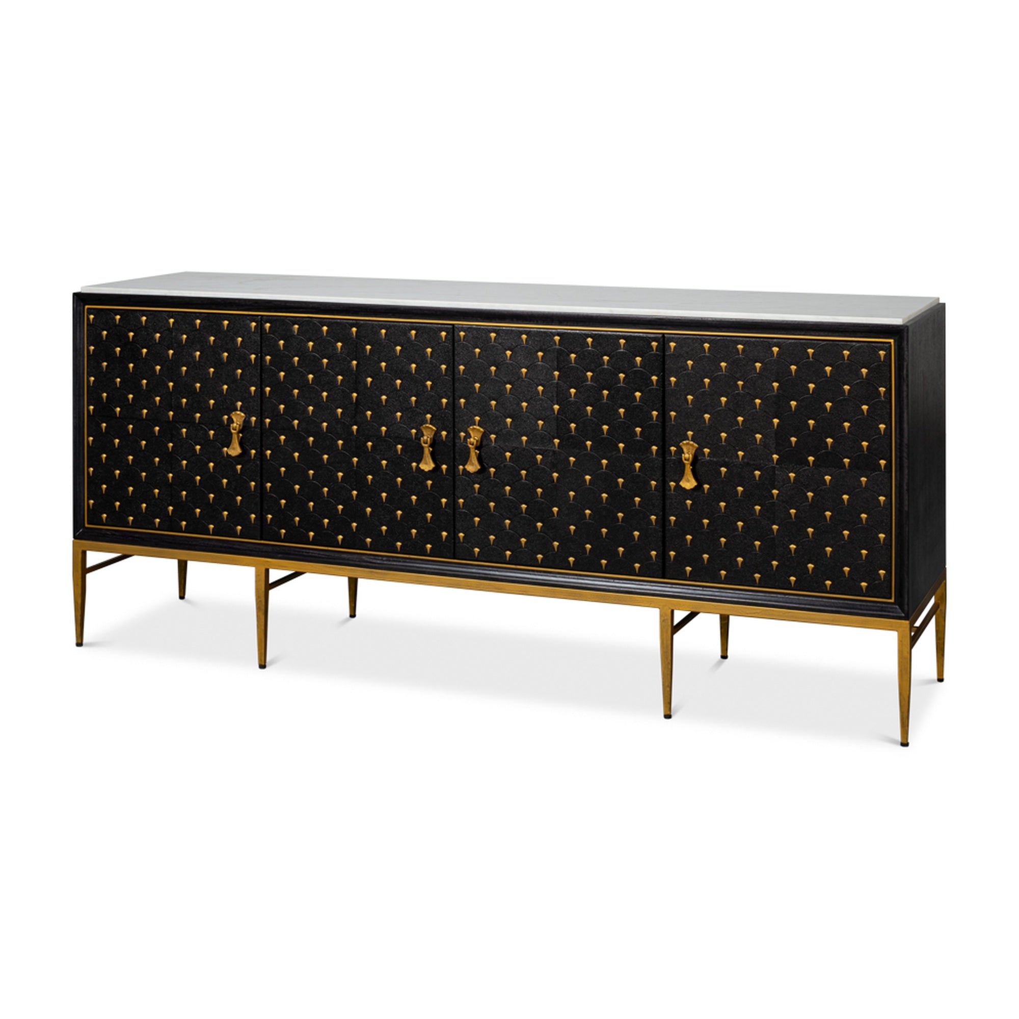 Palisade Shagreen Credenza, Black by Sarreid Ltd