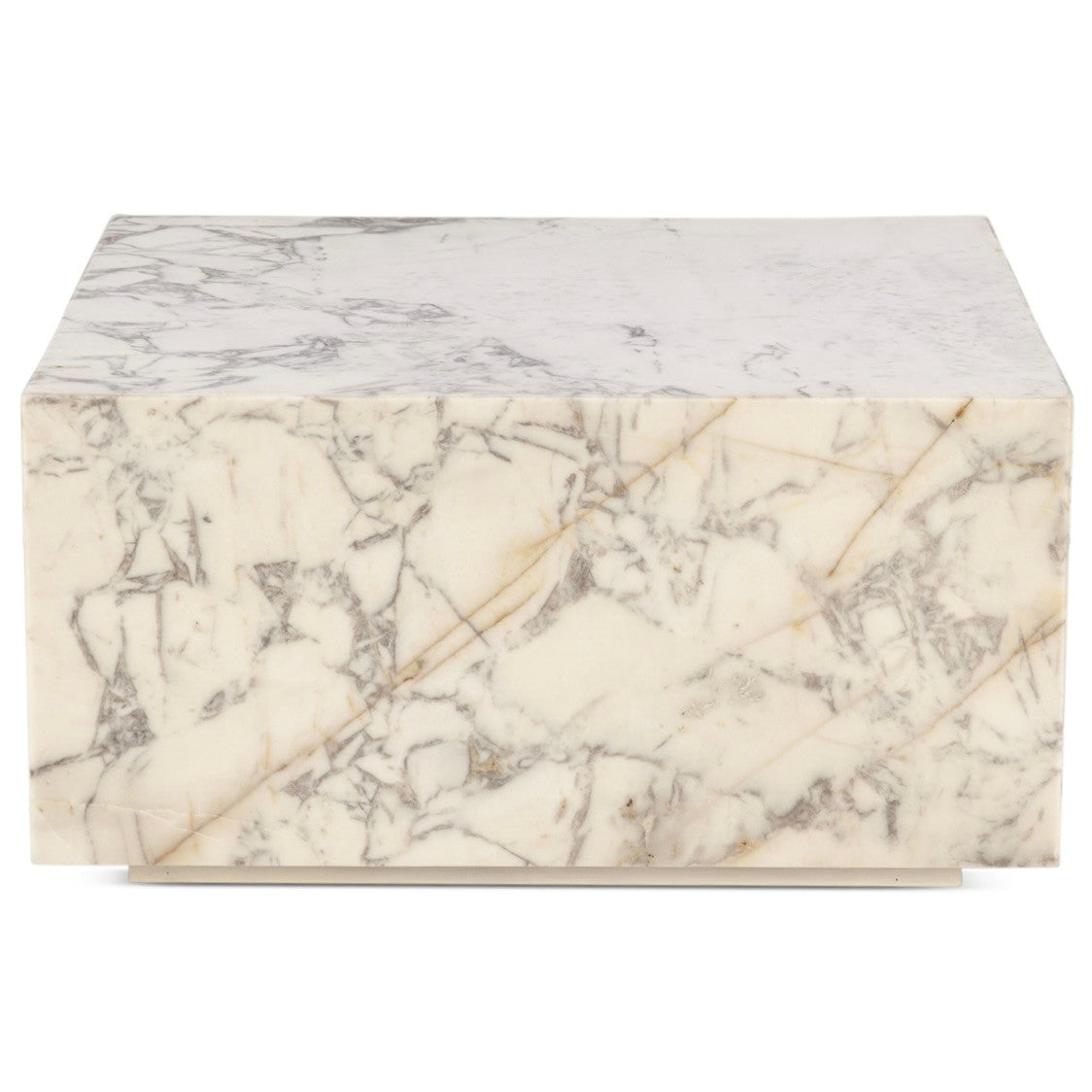 Nile 32" Drum Coffee Table in Alabaster Marble