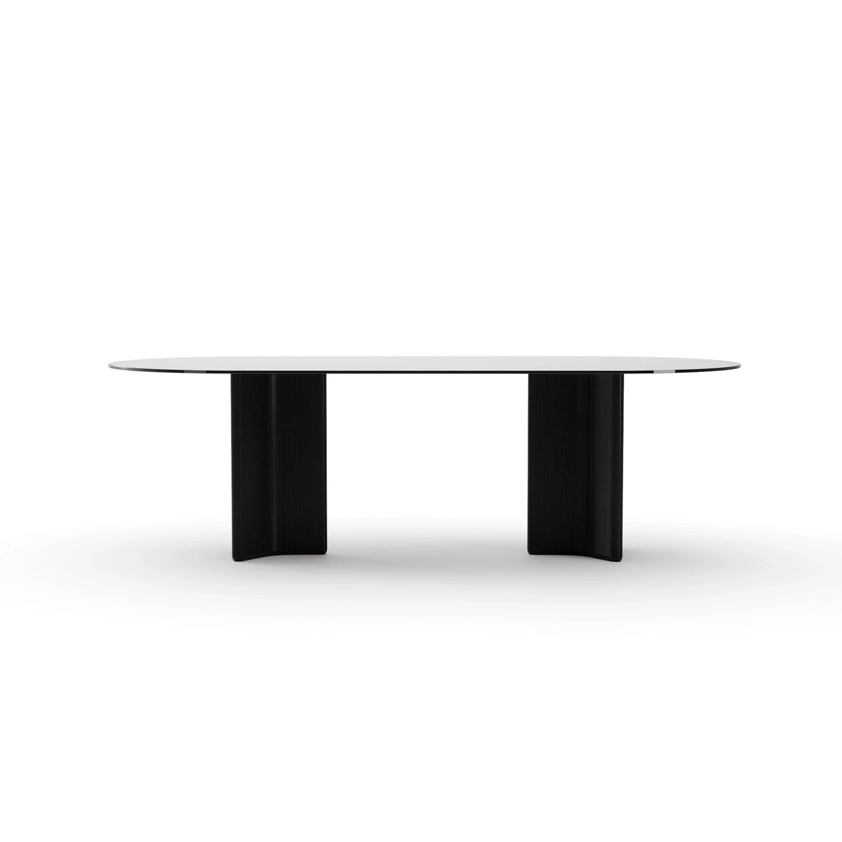 Viola Clear Oval Dble Ped Dining Table Modern Walnut 96" by Caracole