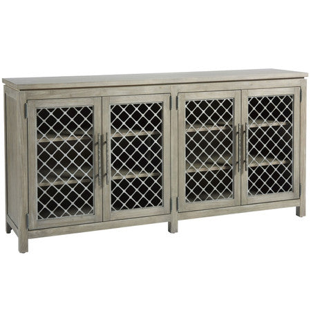 Griffin Rustic Grey Media Console With Mesh Doors 72"