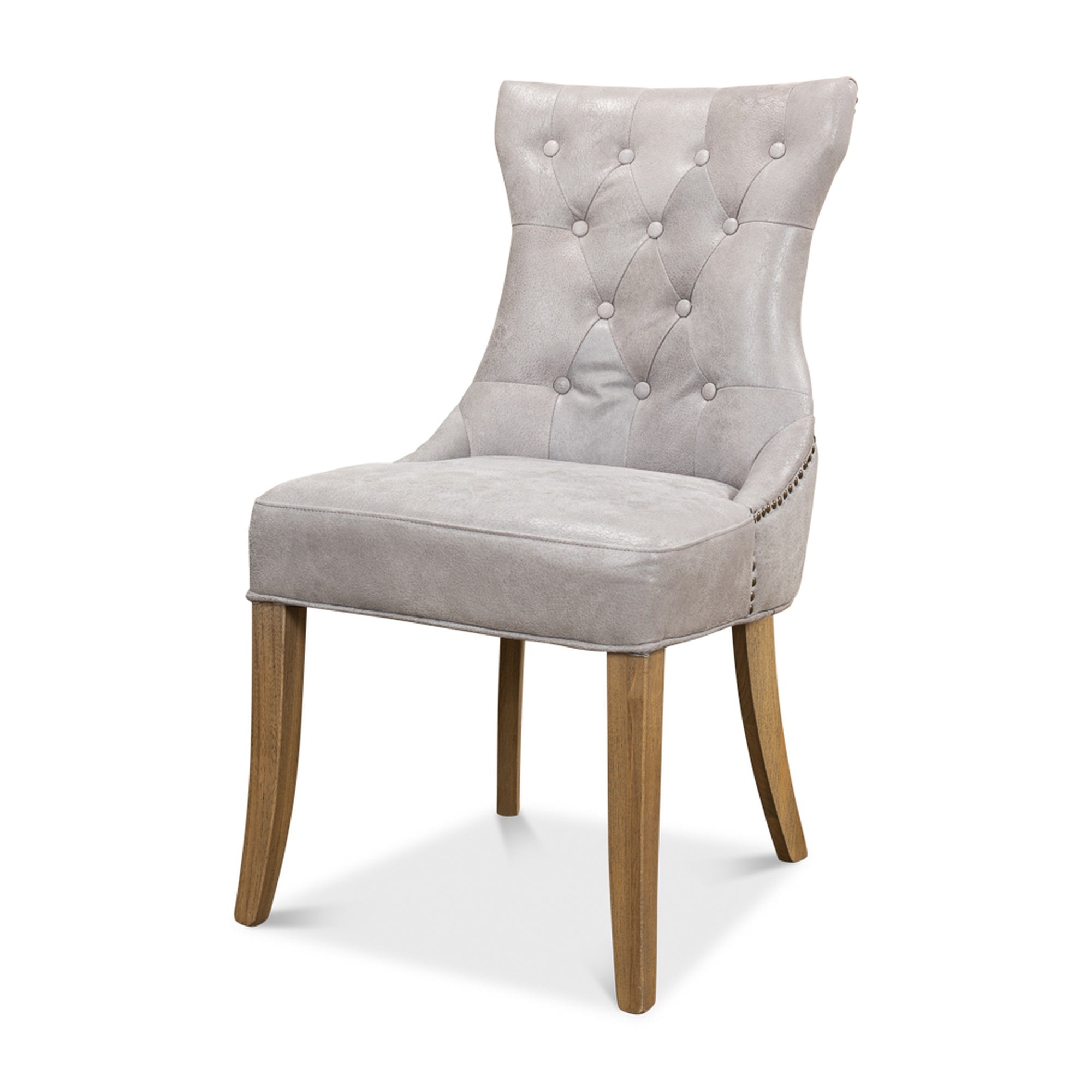 Sophie Side Chair,Gray Leather by Sarreid Ltd