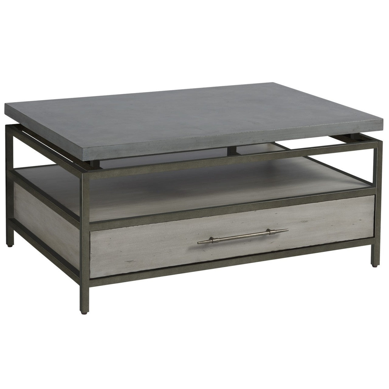 Garrison Concrete Top Bronze Base Storage Cocktail Table