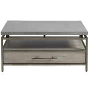 Garrison Concrete Top Bronze Base Storage Coffee Table