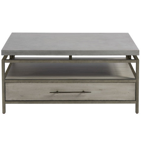 Garrison Concrete Top Bronze Base Storage Cocktail Table