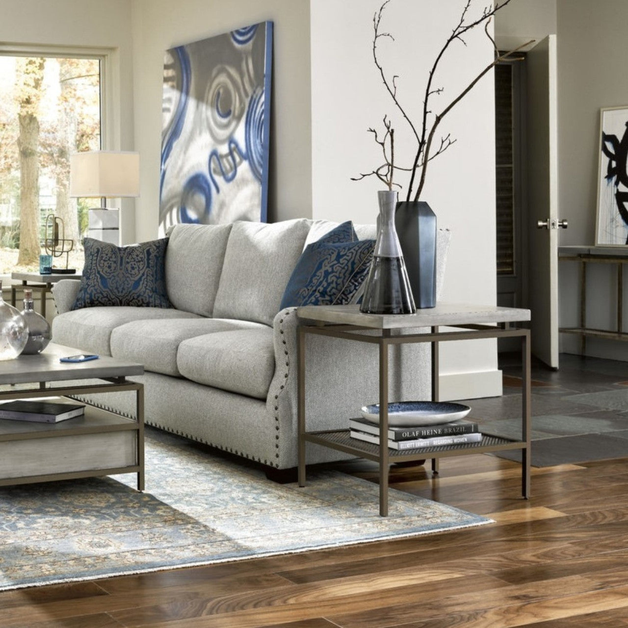 Garrison Concrete Top Bronze Base Side Table