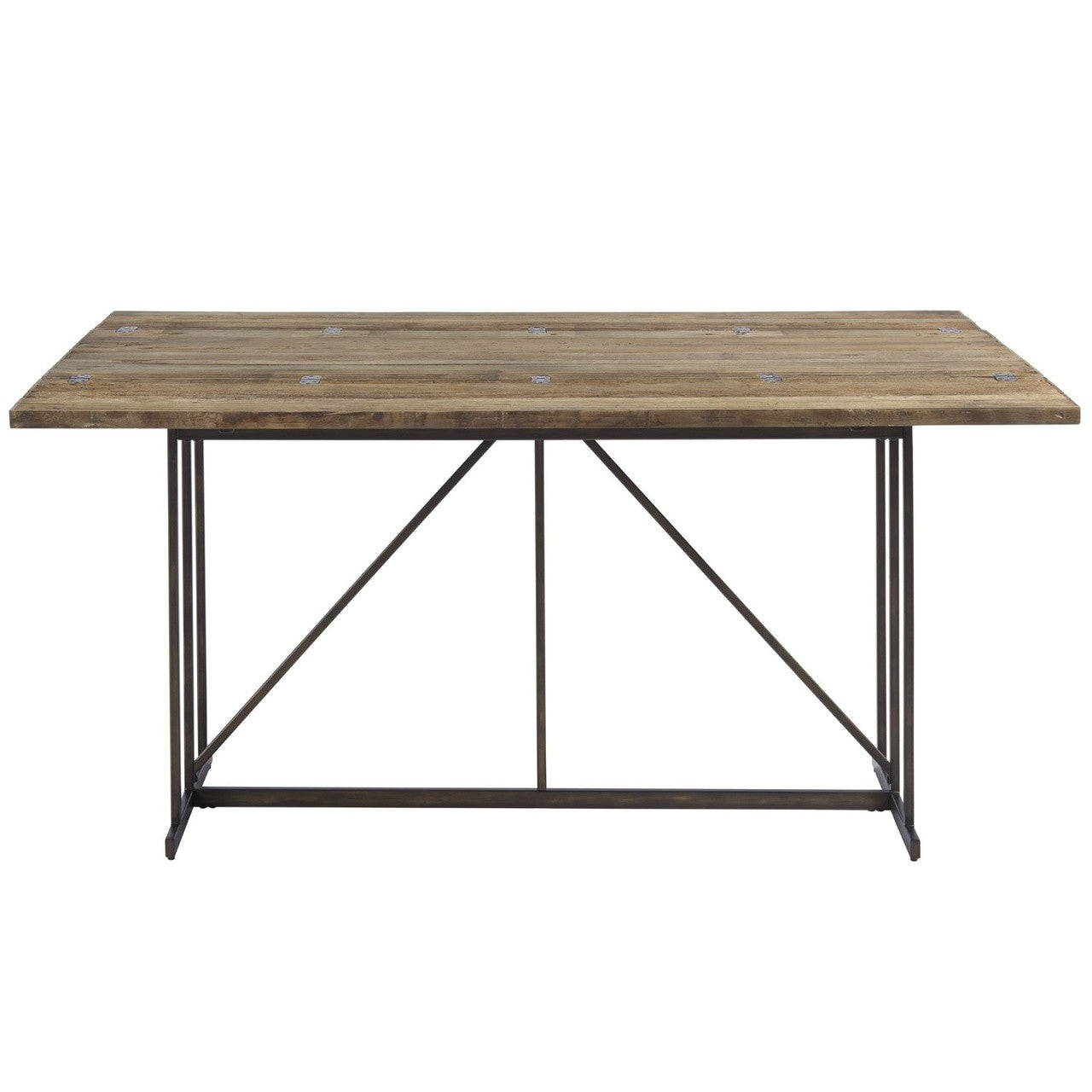 Langston Metal + Rustic Elm Wood Drop Leaf Dining Table