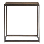 Langston Metal + Rustic Elm Wood Side Table