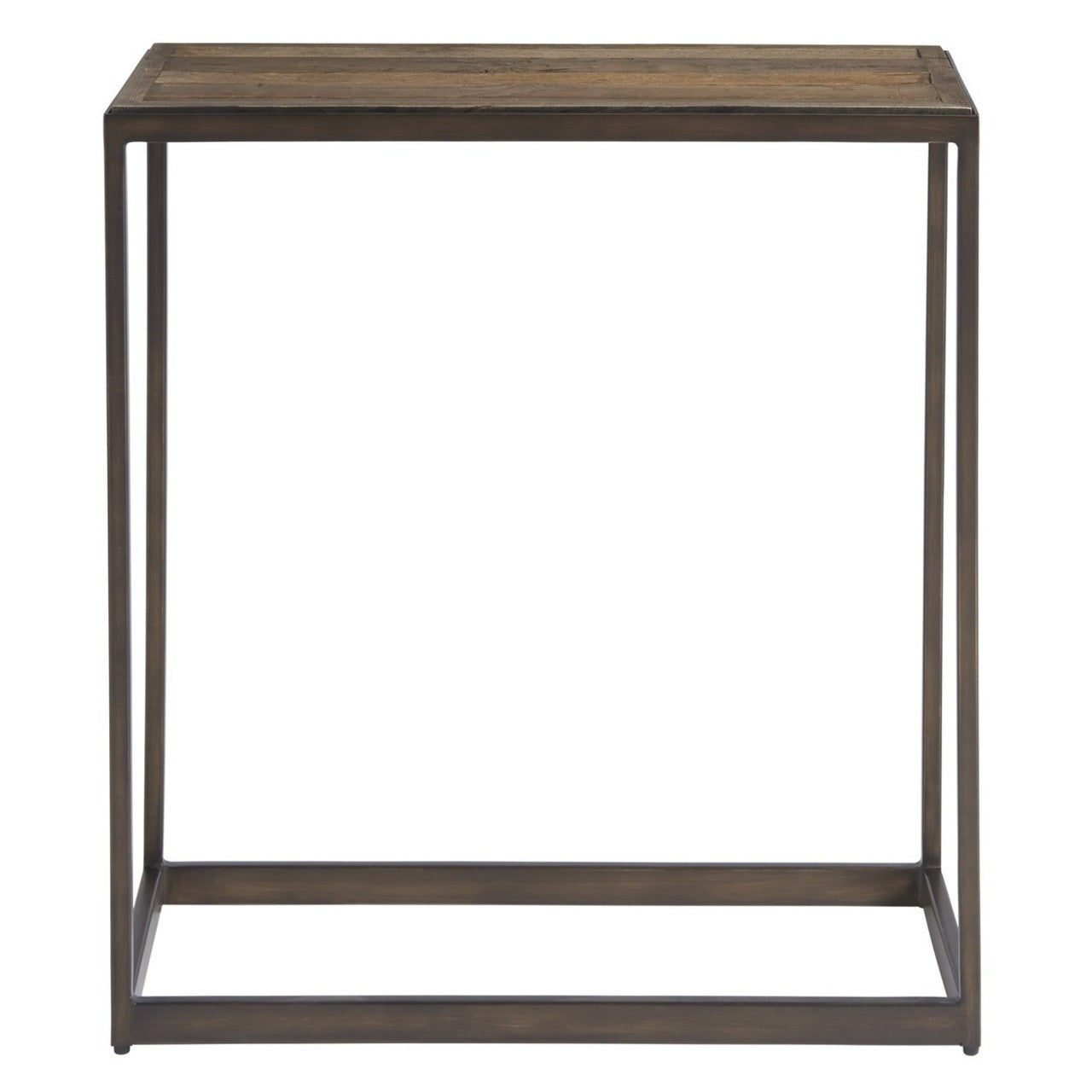 Langston Metal + Rustic Elm Wood Side Table