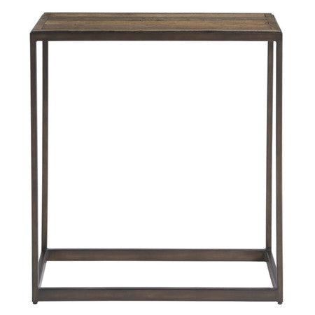 Langston Metal + Rustic Elm Wood Side Table