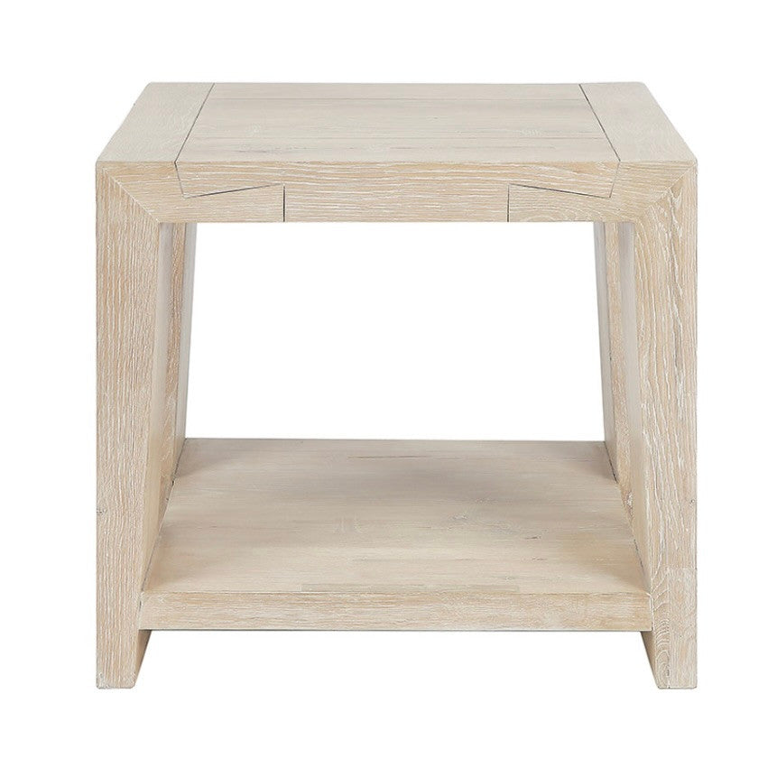 Troy Reclaimed Oak End Table in Aged Cream 24"