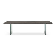 Brooks Dining Table Glass Base 40" x 116" Sandblasted Grey Top - Clear Glass Base by Urbia - product view
