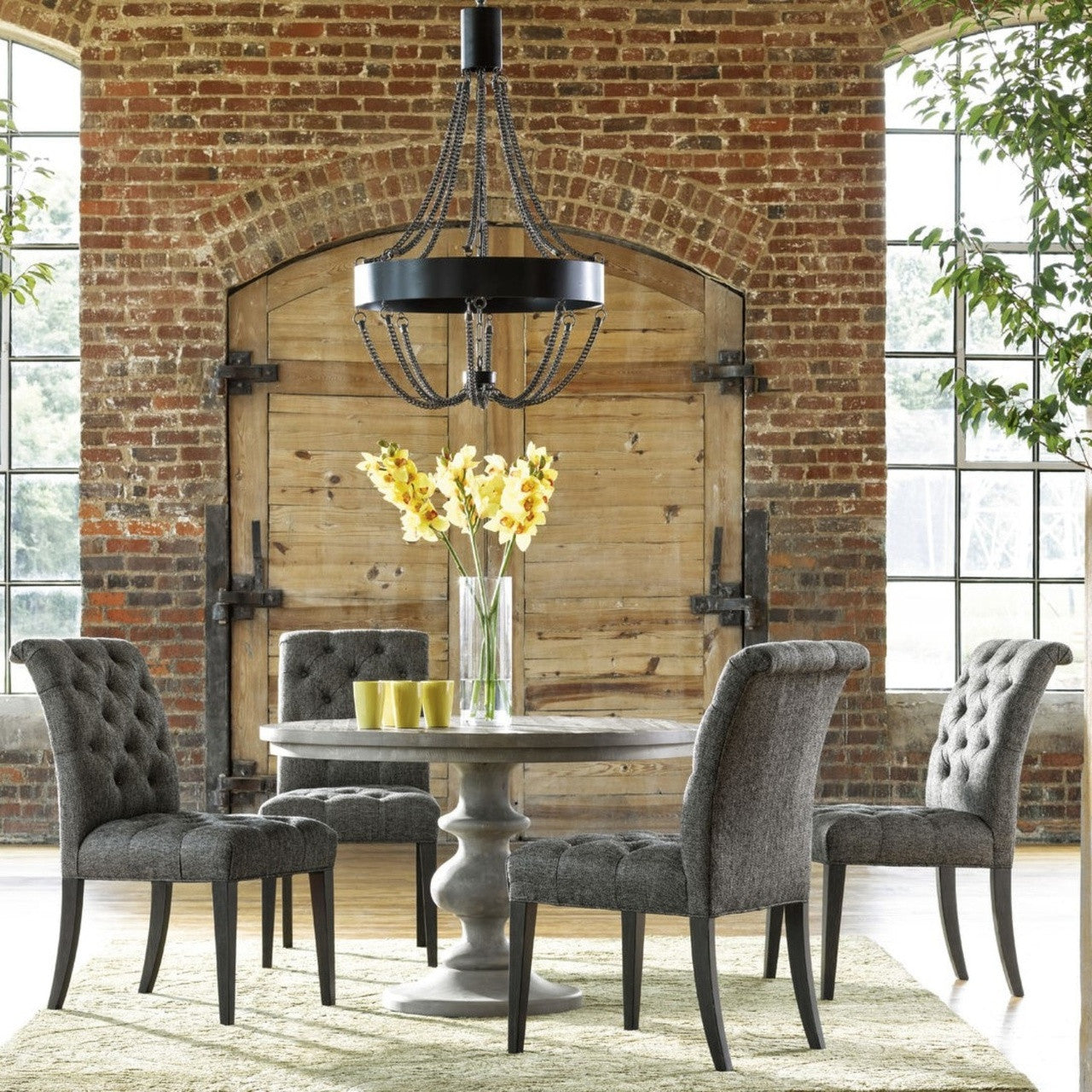 Aldrich Dark Grey Button-Tufted Dining Room Chair