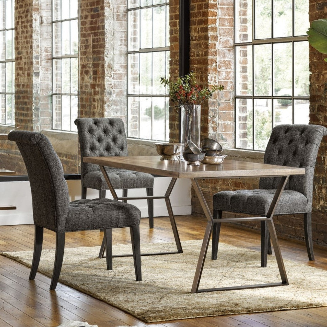 Aldrich Dark Grey Button-Tufted Dining Room Chair
