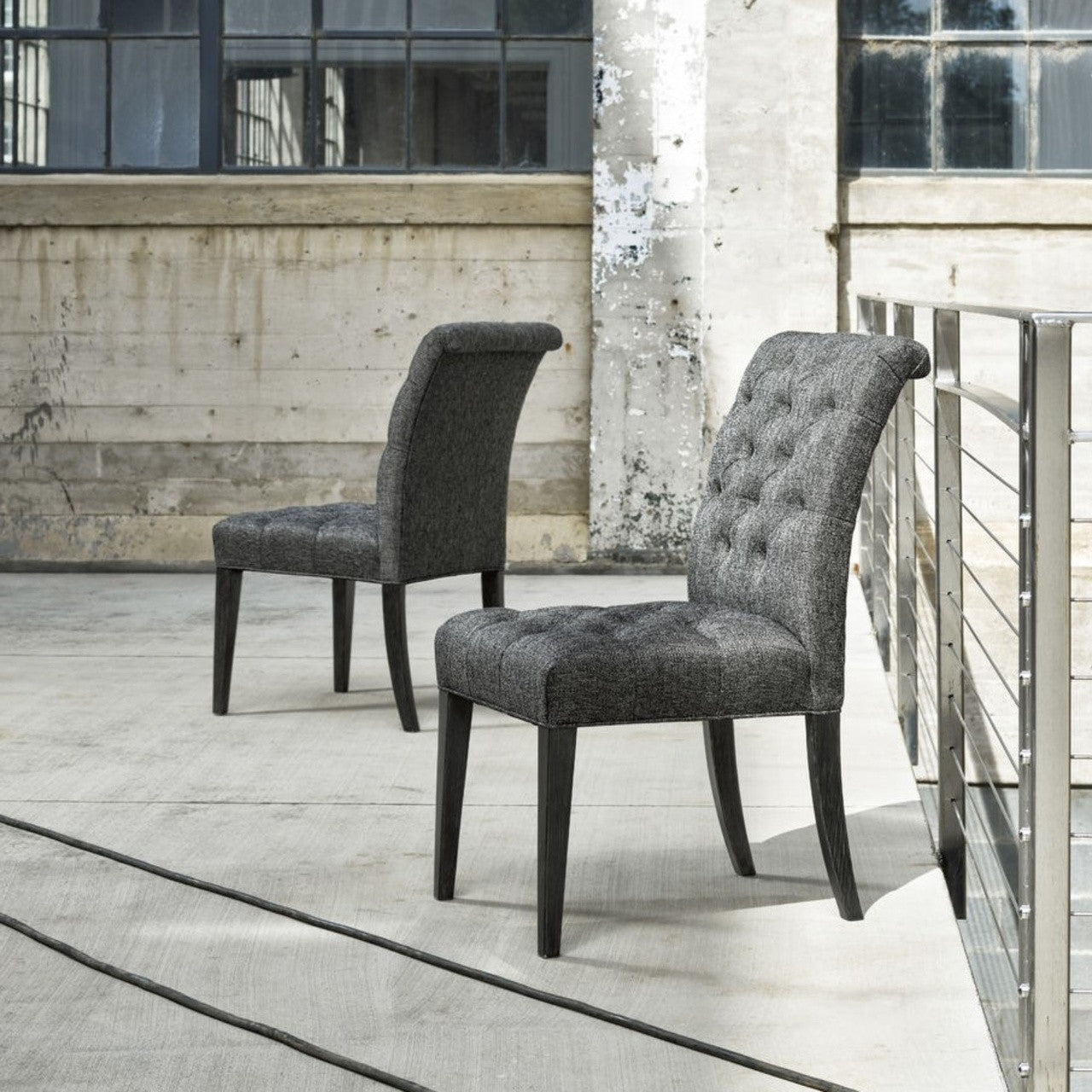 Aldrich Dark Grey Button-Tufted Dining Room Chair