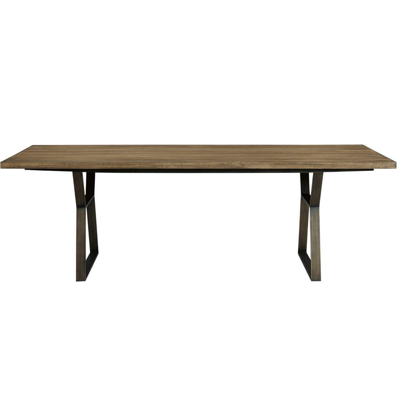 Roland Bronze Metal + Wood Industrial Dining Table 92"