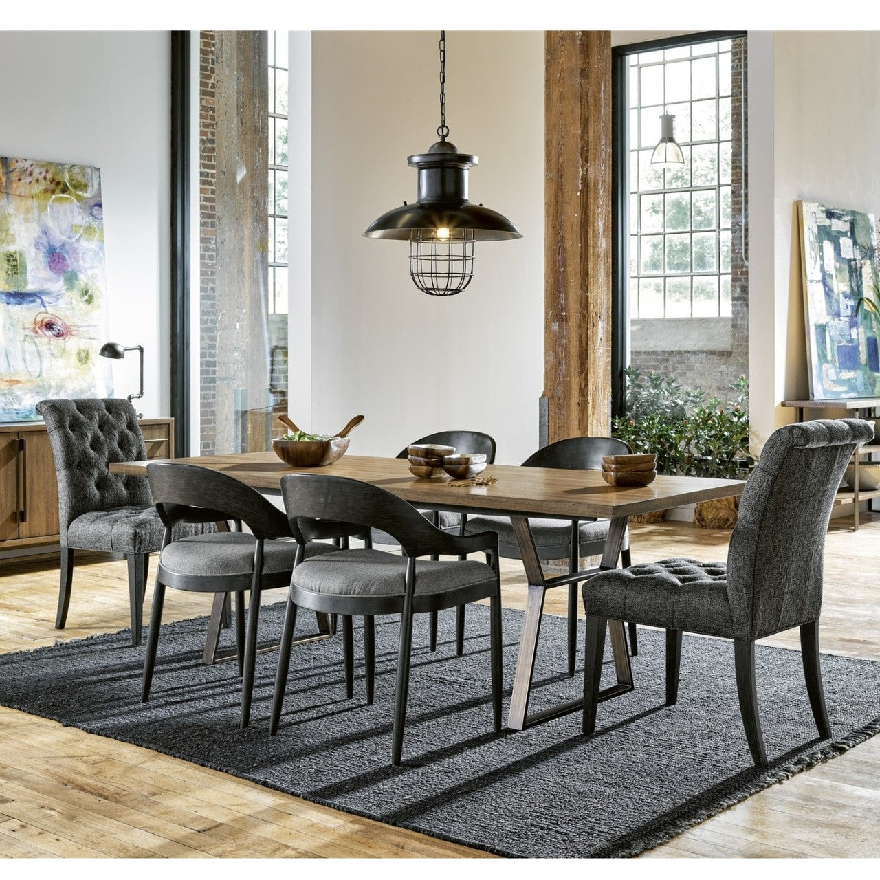 Roland Bronze Metal + Wood Industrial Dining Table 92"