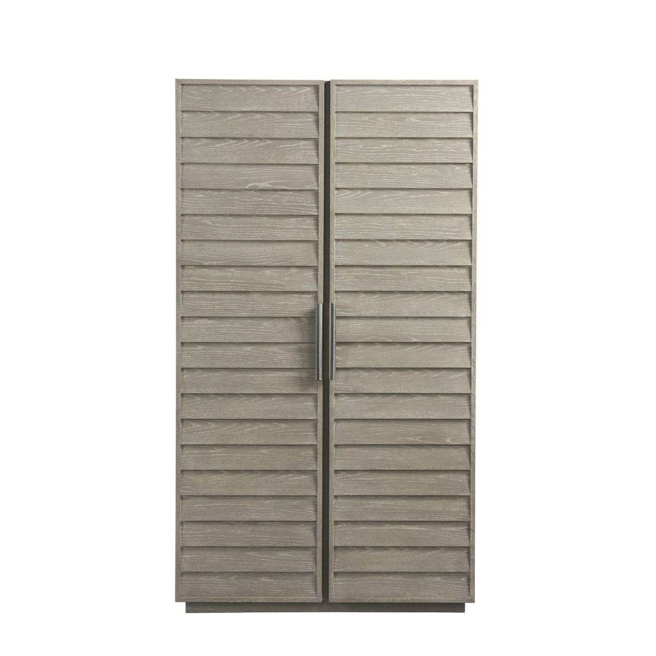 Coastal Zephyr Gray Louvered Wardrobe Armoire