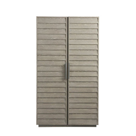 Coastal Zephyr Gray Louvered Wardrobe Armoire
