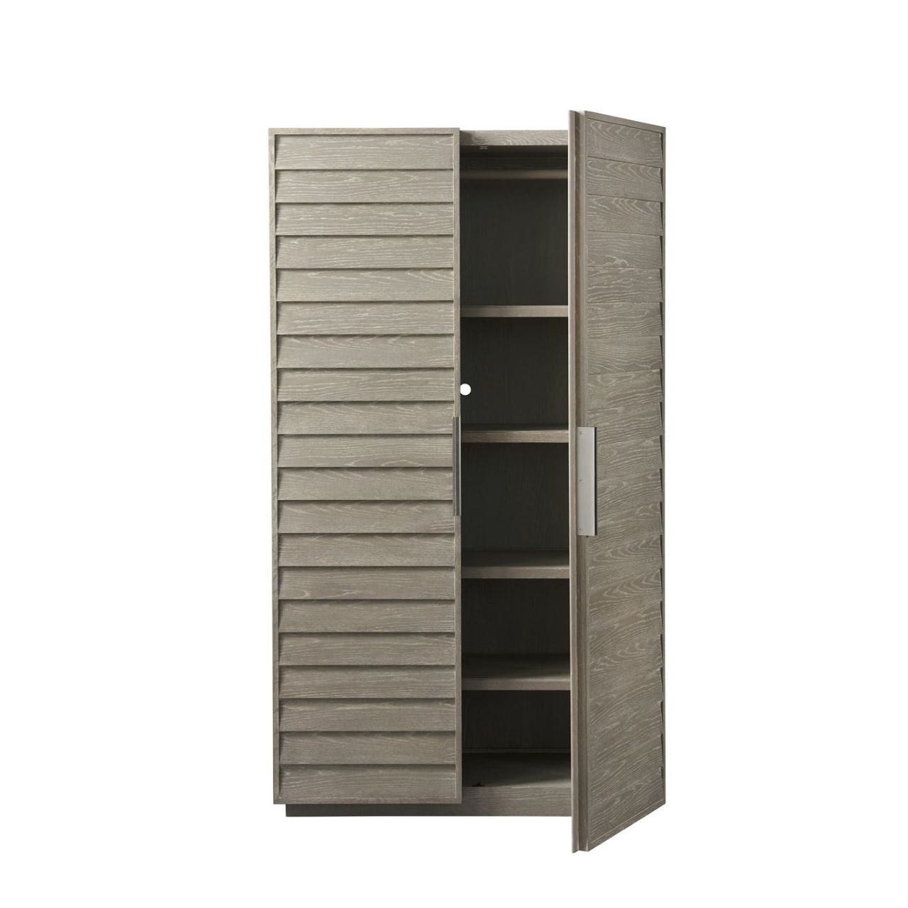 Coastal Zephyr Gray Louvered Wardrobe Armoire