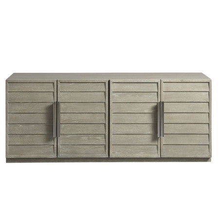 Coastal Zephyr Grey Louvered 4 Door Media Console 69"