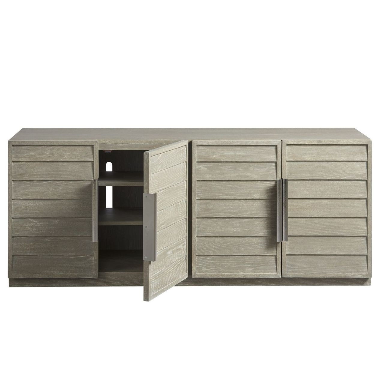 Coastal Zephyr Grey Louvered 4 Door Media Console 69"