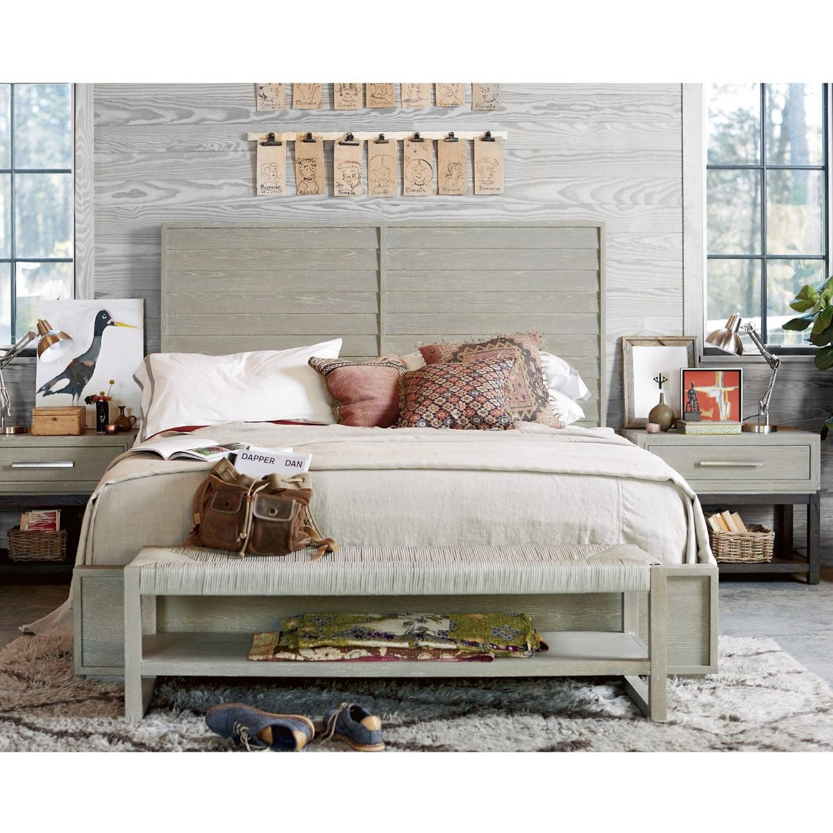 Zephyr Coastal Gray Louvered King Bed