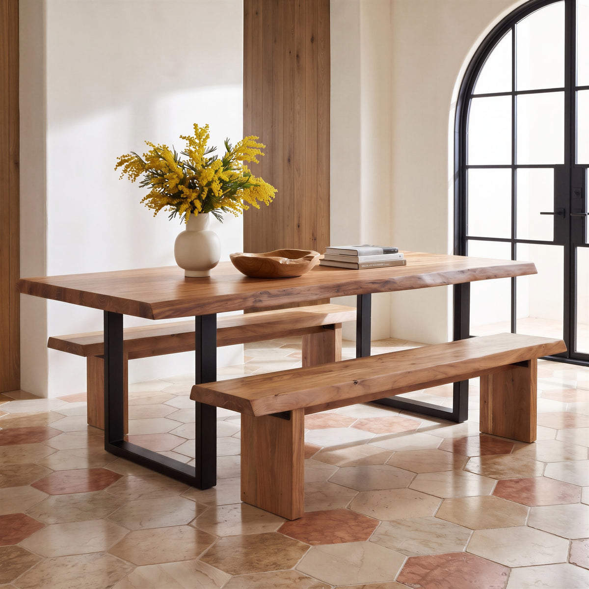 Brooks Dining Table U Base 40" x 92" Teak Top - Black Base by Urbia - detail 5