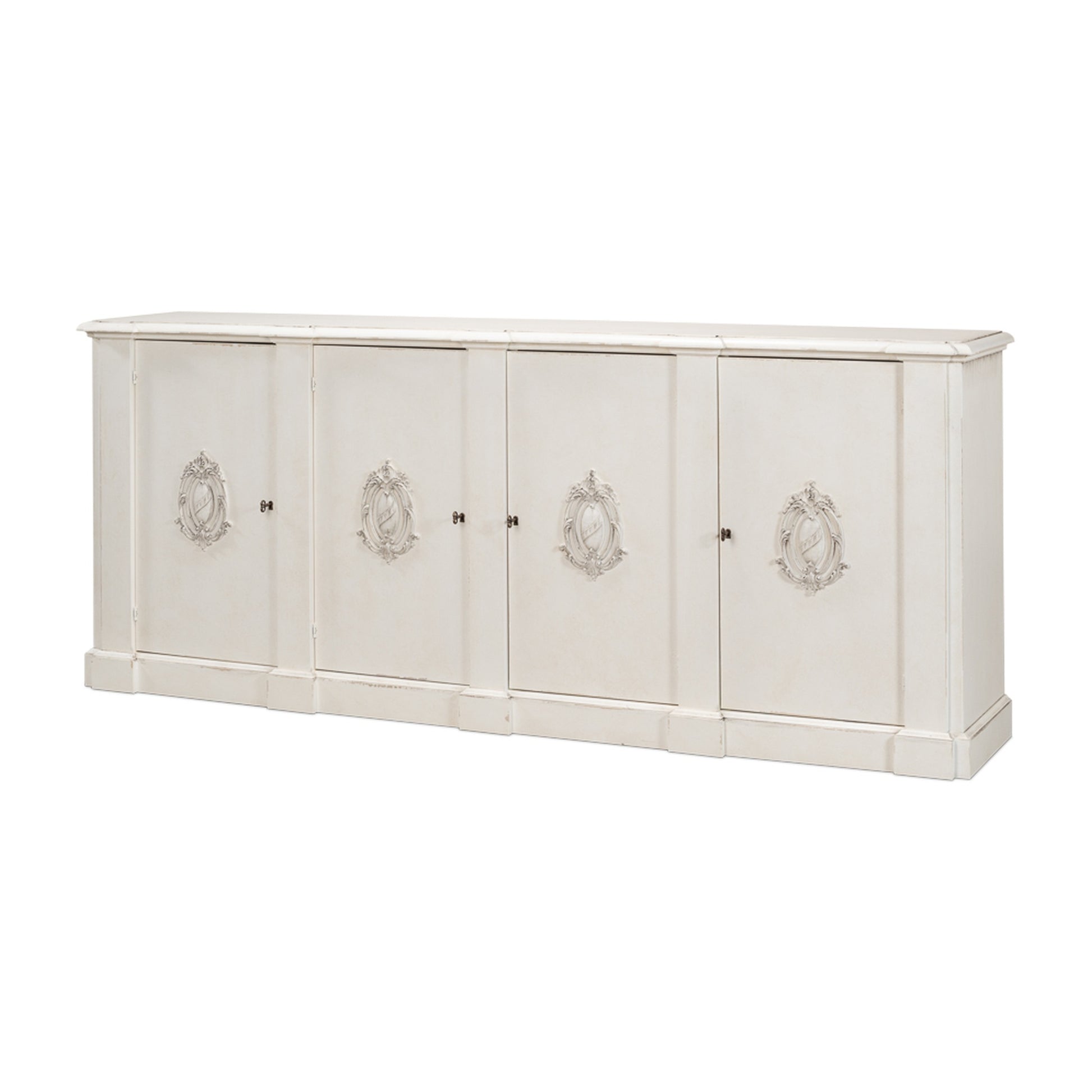 *Crested Wall Cabinet,White/White Finish by Sarreid Ltd