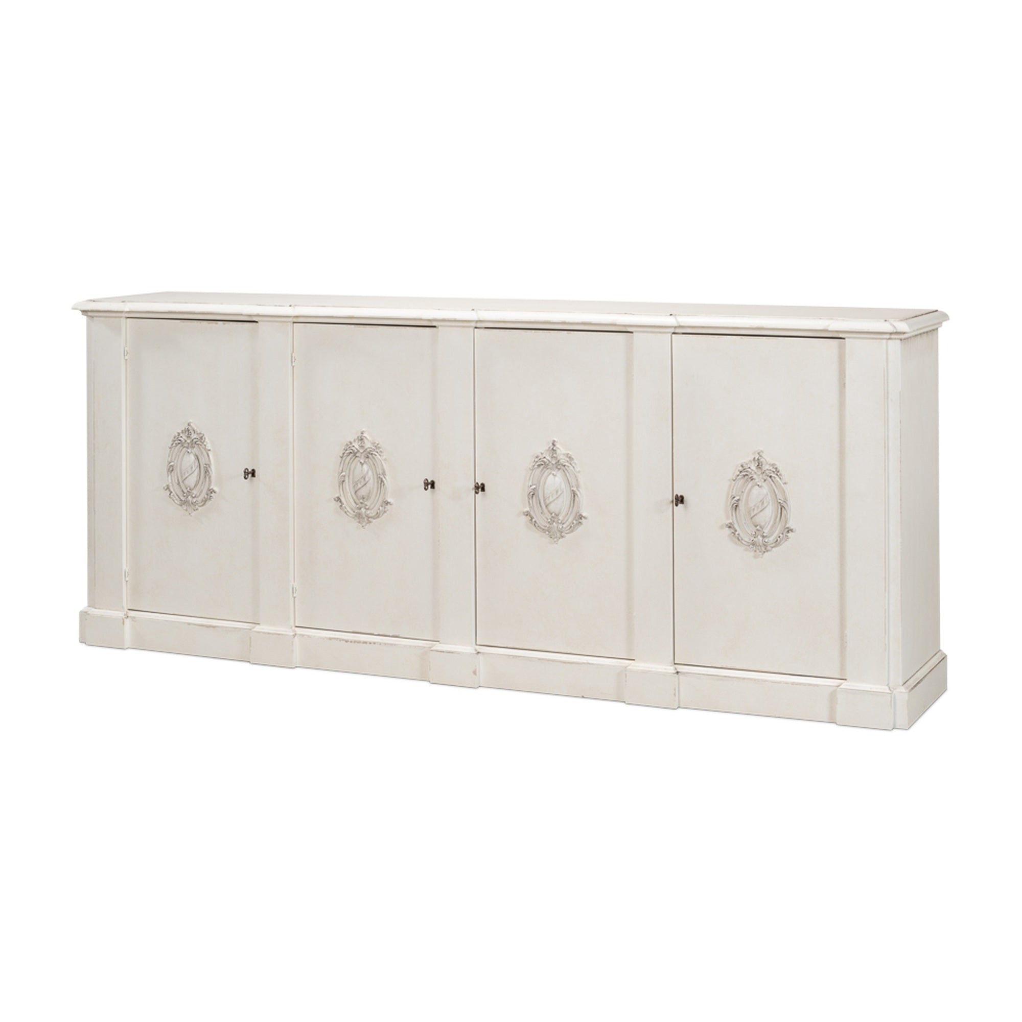 *Crested Wall Cabinet,White/White Finish by Sarreid Ltd