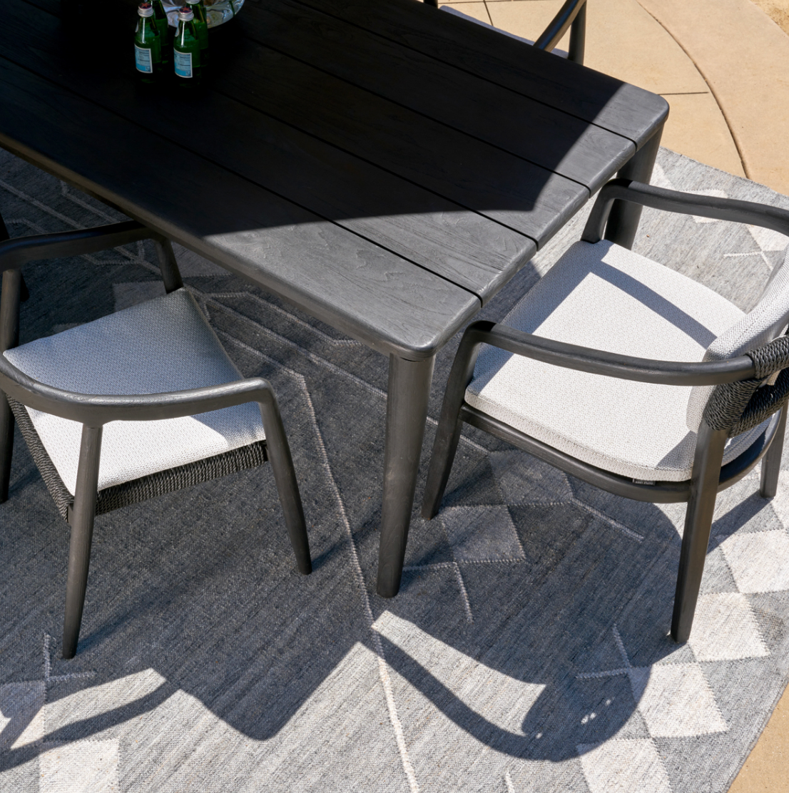 Aria Teak Outdoor Dining Table in Black 86"