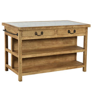 Belding Stone and Mango Wood Kitchen Island 58"